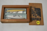 2 Rapala fishing lures in wood box