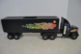 Black toy semi truck & trailer (trailer has handle)