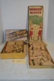 2 vintage wood block sets