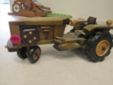 Green and Brown Wooden Tractor