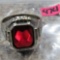 U Nickel Silver Ring with Red Stone