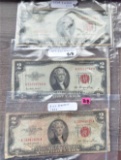 (2) 1953, 1953A Red Dot $2 Reserve Notes