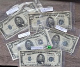 (5) 1934-D Blue Dot $5 Notes