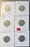 (6) Buffalo Nickels