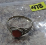 Small Pinky Ring - Orange Rust Stone