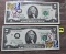 (2) $2 Federal Reserve Notes with Stamp