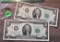 (2) 1976 $2 Federal Reserve Notes Jul 4 1976 Stamps