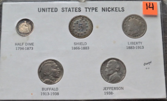 5 Coin United States Type Nickels