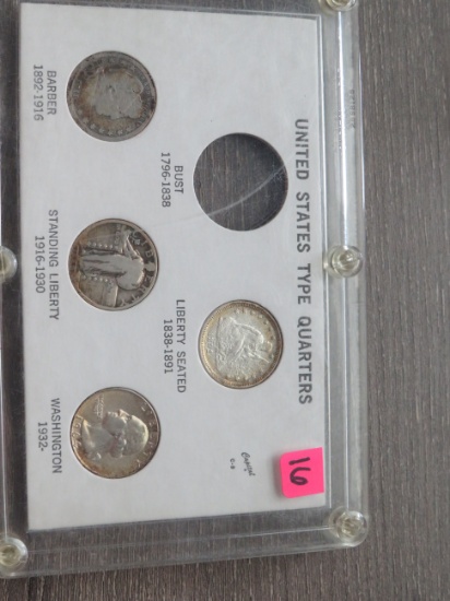 4 Coin United States Type Quarters
