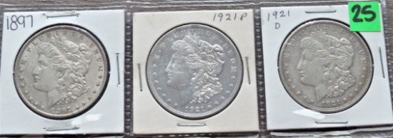 (3) Morgan Dollars