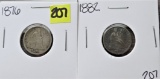 1882, 1978 Seated Dimes