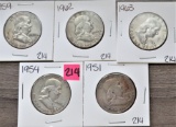 (5) Franklin Half Dollars