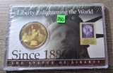 1954 Unused 3 Cent Stamp, 1886 Lady Liberty Coin