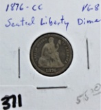 1876-CC Seated Liberty Dime