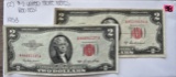 (2) $2 United States Notes -Red Seal