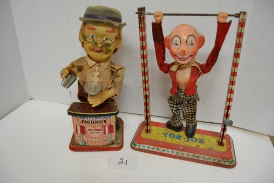 2 old tin toys Charlie Weaver Bar Toy