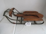 wooden sled w/ metal runners