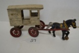 cast iron horse drawn milk wagon