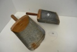 2 large metal and wood scoops