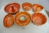 assortment of 6 copper jello molds