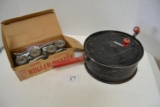 vintage Globe roller skates W/box & metal popcorn popper
