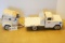 white Tonka flatbed pickup & horse trailer