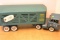 green metal Structo truck & livestock trailer