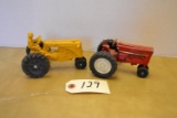 2 small tractors, one w/ driver MM and international