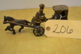 Cast iron horse drawn buggy W/ driver