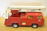 red metal Tonka utility truck with basket