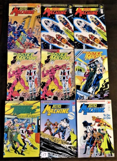 Comico Justice Machine #1, #2, #2, #5, #7,(1987) Vol2 #1, Vol2 #2,Vol2 #3, Vol2 #3 (1990)