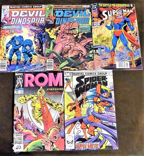 Rom #51 Feb84, Spiderwoman #46 1983, Devil Dinosaur #6, #8 (1978), #90 (1994)
