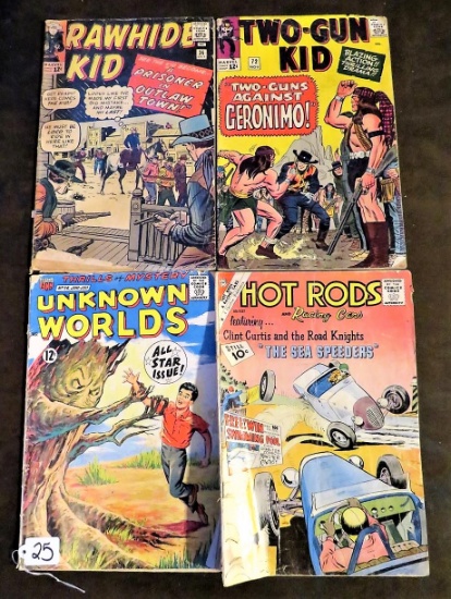Two Gun Kid #72 (1964), Rawhide Kid #36 (1963), Unknown Worlds #56 (1967), Hot Rods & Racing Cars #5