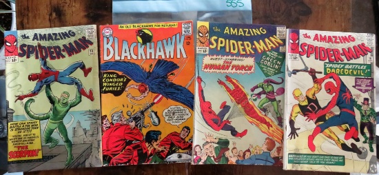 (3) Amazing Spiderman Marvel Comics, (1) Blackhawk Comic