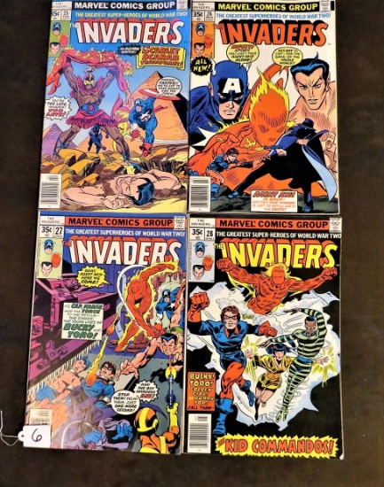 Marvel Comic "The Invaders" #25 Feb, #26 Mar, #27 Apr, #28 May (1978)