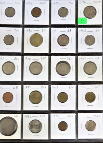 Sheet of 20 Foreign Coins