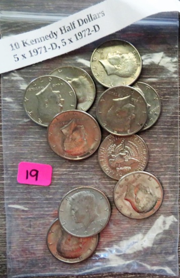 (10) Kennedy Half Dollars