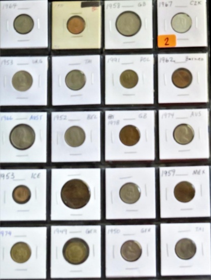 Sheet of 20 Foreign Coins