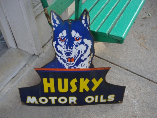Husky Oil Porcelain Sign 24x24