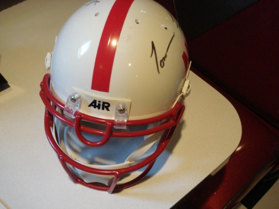 Jerry Tagge and Tommy Frazier Husker autographed helmet signed on both sides