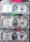 (2) $5 Blue Seal Notes, (1) $5 Silver Note