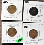 (4) German Swastika Coins