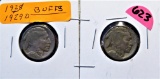 1928, 1929-D Buffalo Nickels