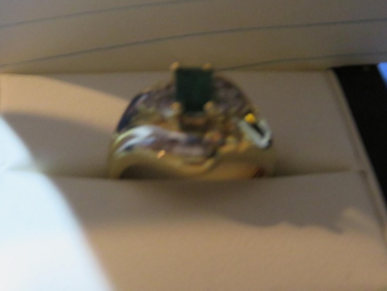 Genuine Emerald and diamond ring
