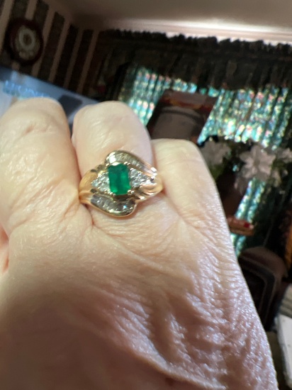 Genuine Emerald and diamond ring