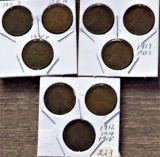 (9) Lincoln Cents 1912-1920-D