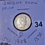 1908-D Barber Dime