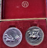 Wells Fargo and Pony Express 1oz Each Silver Medals