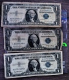 (3) $1 Blue Seal Silver Certificates