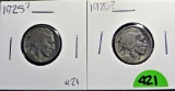 (2) Buffalo Nickels - Dates Unsure